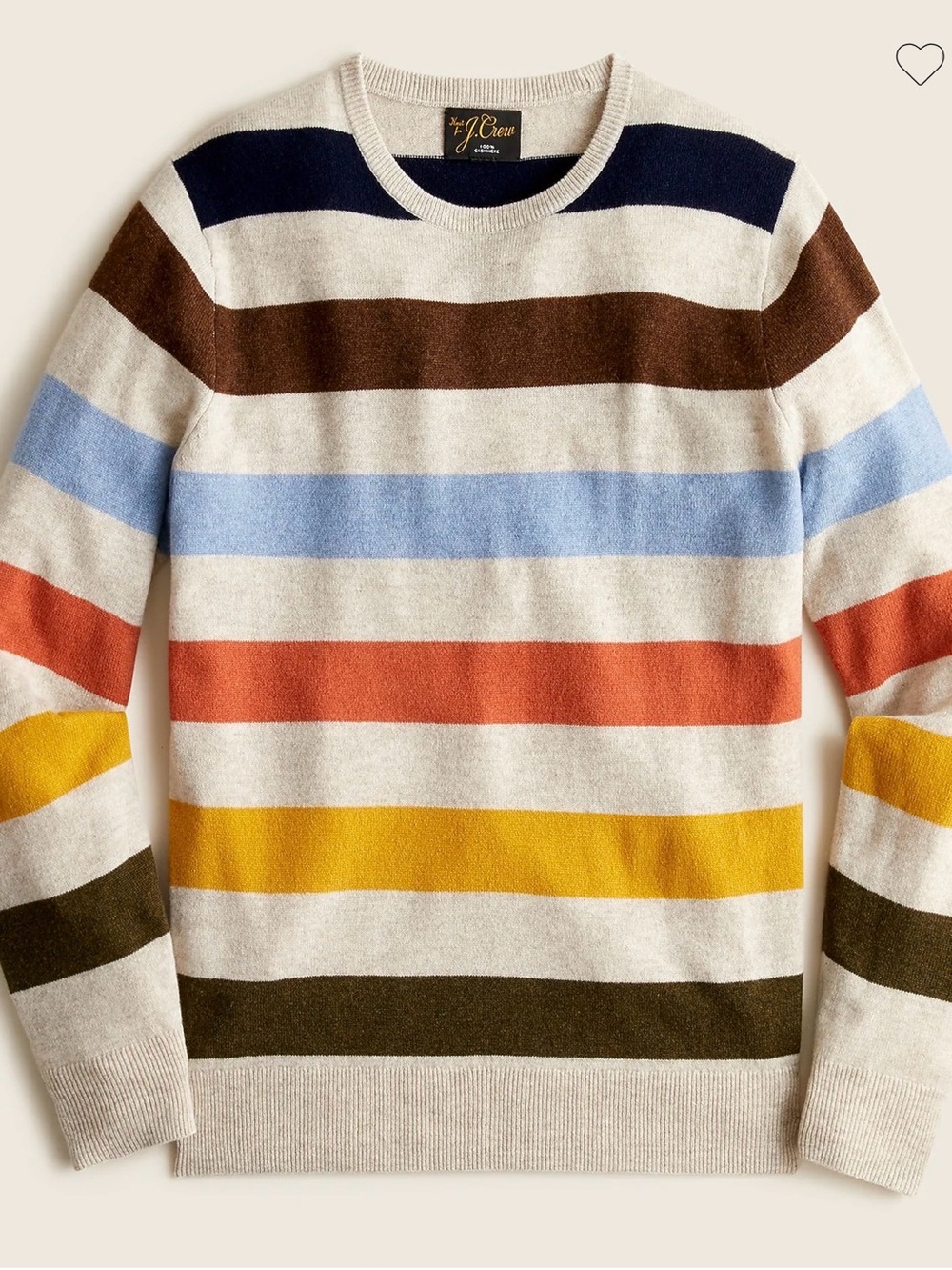 J. Crew Men’s Cashmere Multicolor Striped Crewneck Sweater